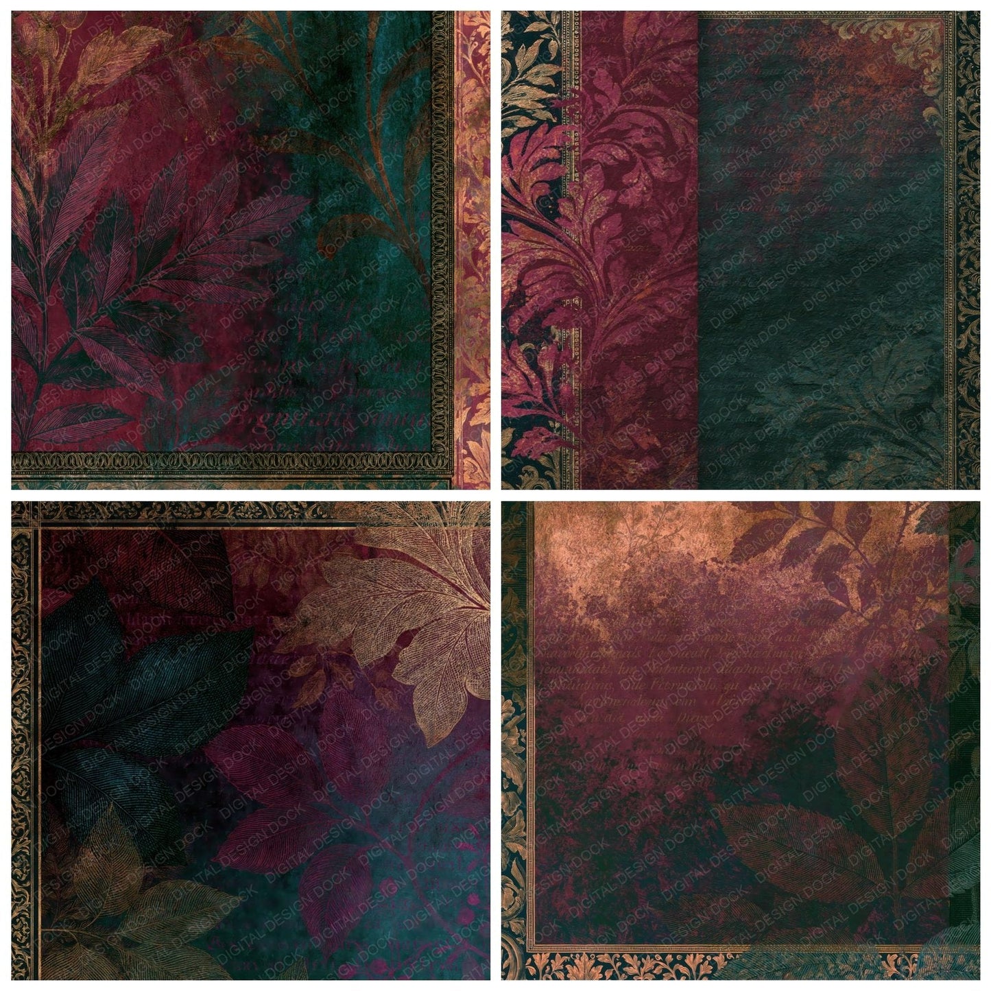 Victorian Cranberry Forest Texture Digital Paper Pack (DDD014884)
