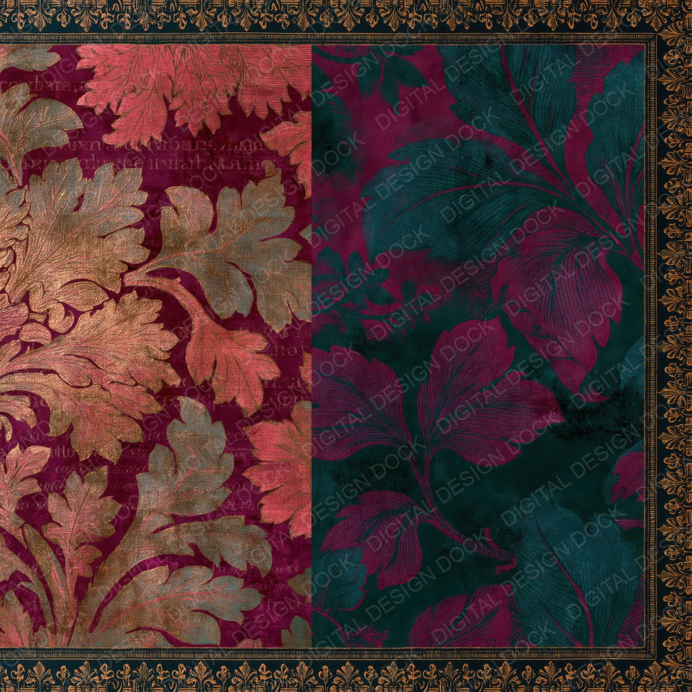 Victorian Cranberry Forest Texture Digital Paper Pack (DDD014884)