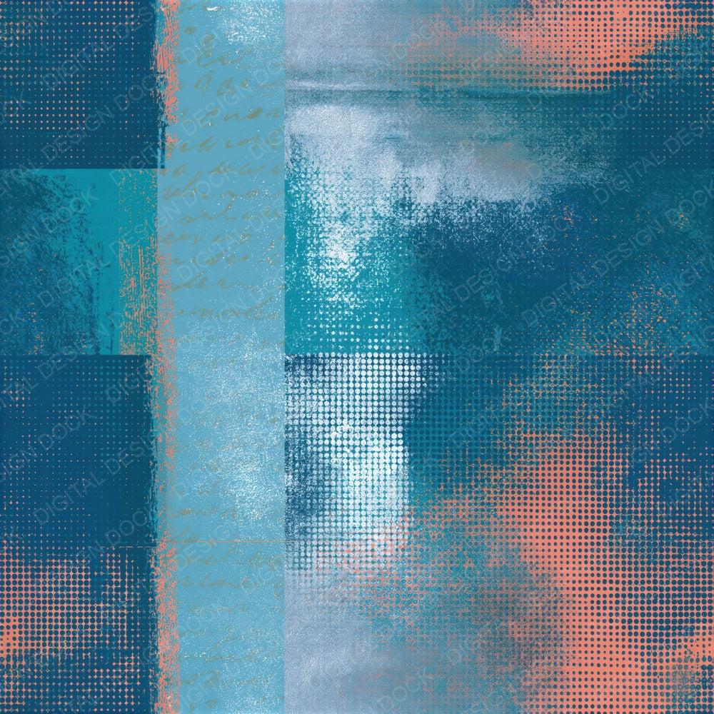 Halftone Lagoon Coral Abstract Seamless Digital Paper Pack (DDD014891)