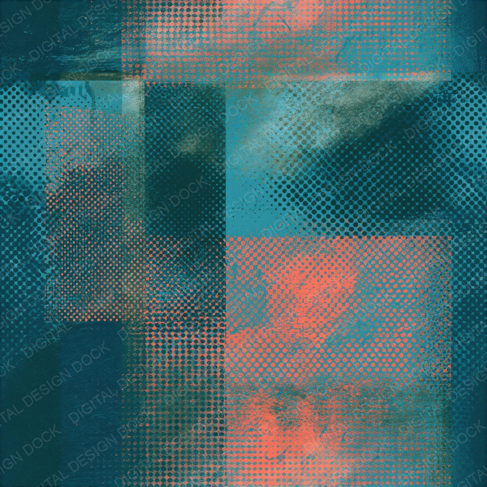 Halftone Lagoon Coral Abstract Seamless Digital Paper Pack (DDD014891)