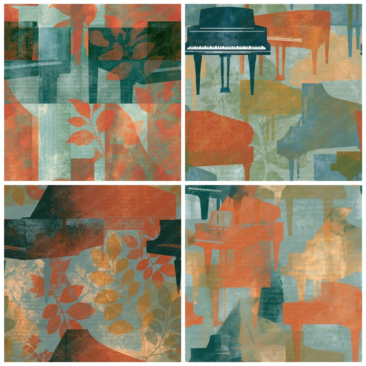 Infrared Harpsichord Terracotta Sage Seamless Digital Paper Pack (DDD014893)