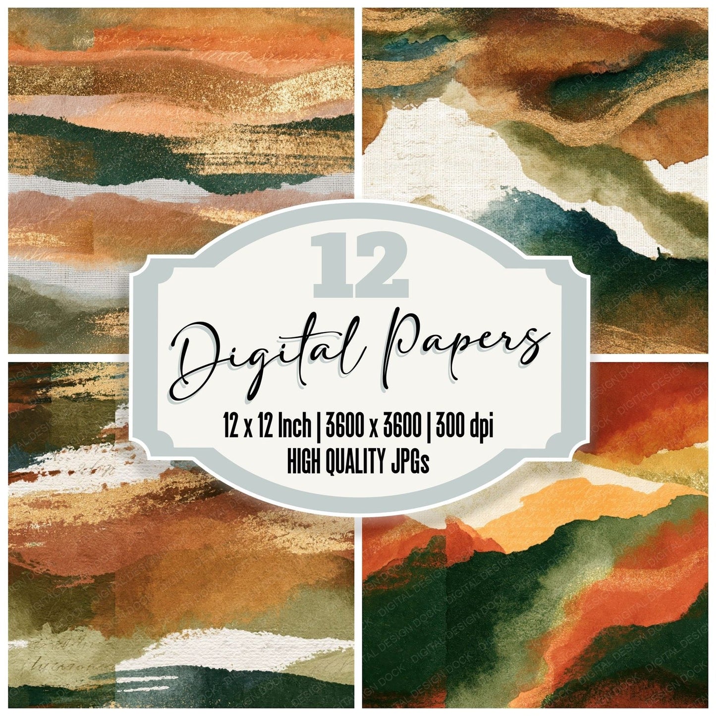 Ink Wash Clay Olive Tonal Seamless Digital Paper Pack (DDD014894)