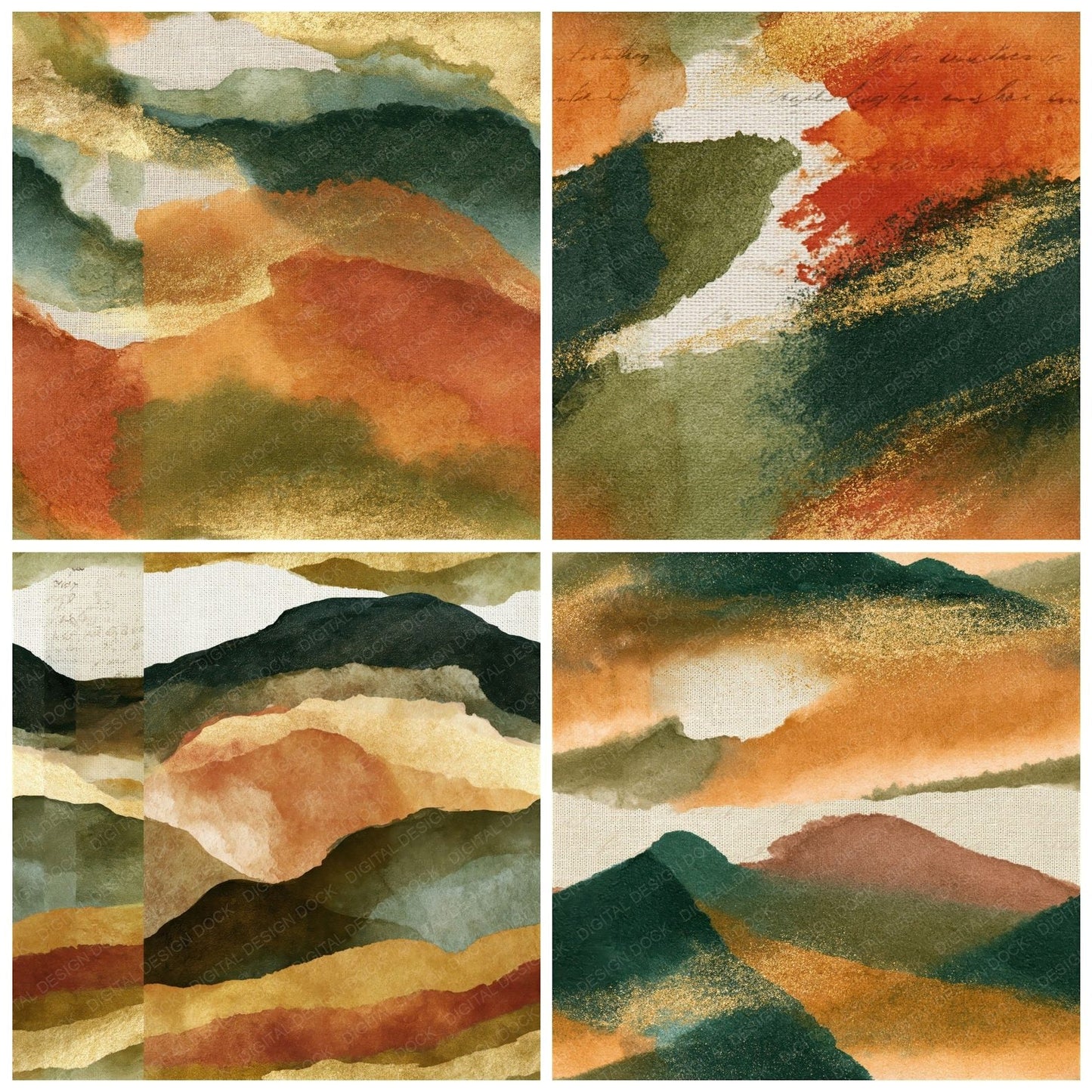 Ink Wash Clay Olive Tonal Seamless Digital Paper Pack (DDD014894)