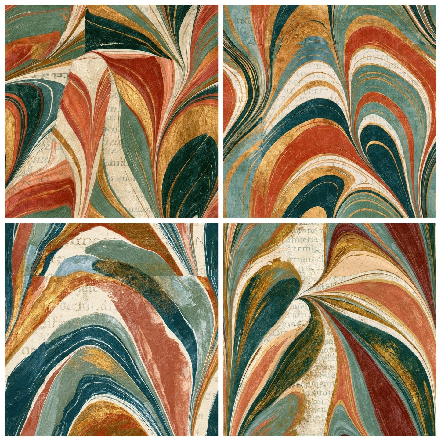 Paper Marbling Adobe Sage Seamless Digital Paper Pack (DDD014896)