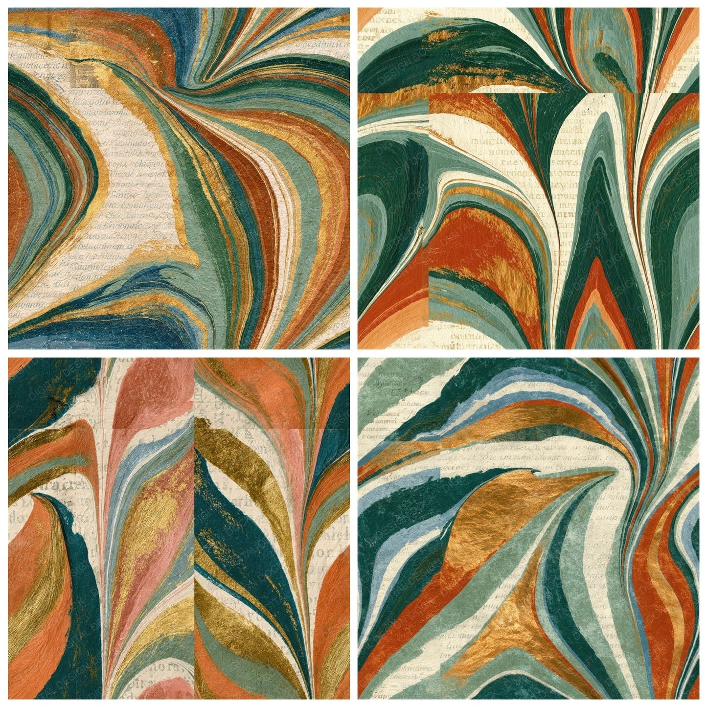 Paper Marbling Adobe Sage Seamless Digital Paper Pack (DDD014896)