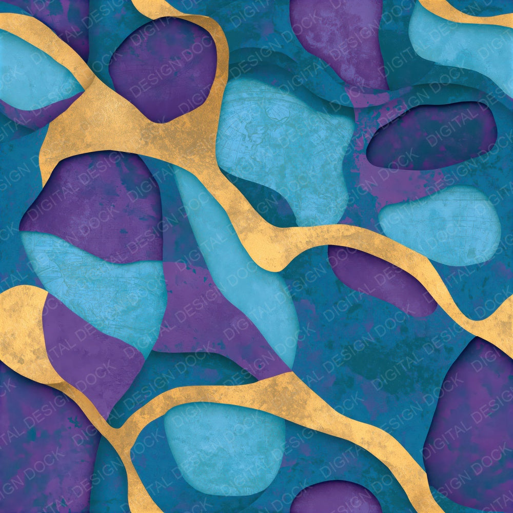 Papercut Cyan Violet Abstract Seamless Digital Paper Pack (DDD014898)