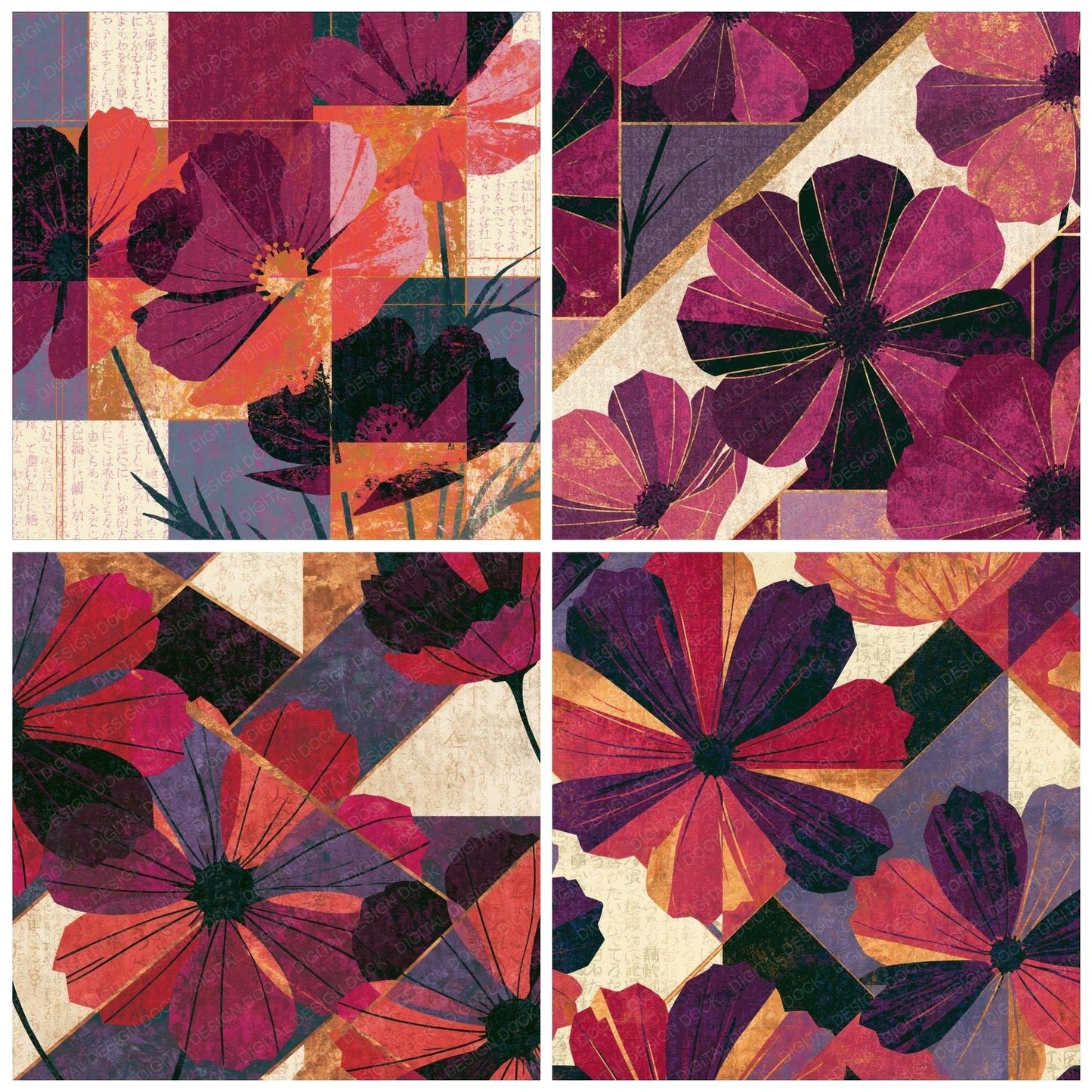 Constructivist Cosmos Raspberry Plum Digital Paper Pack (DDD014908)
