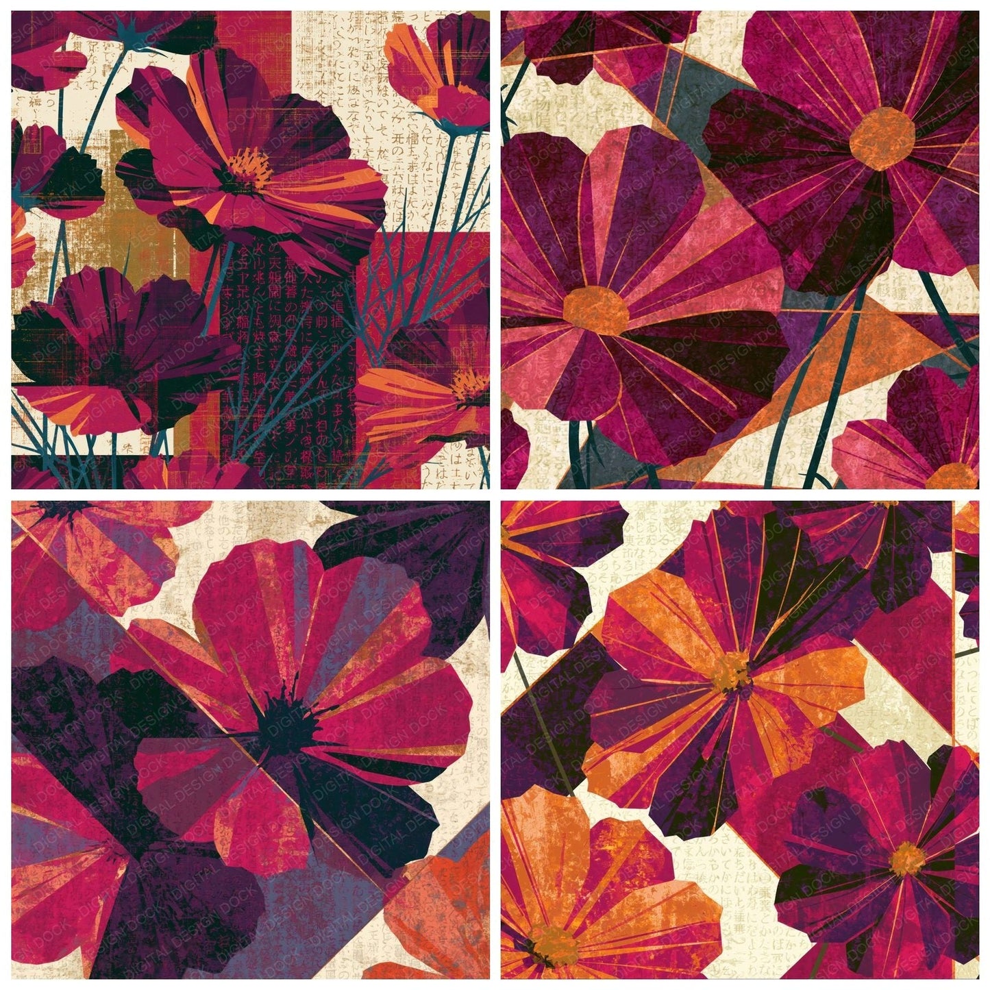 Constructivist Cosmos Raspberry Plum Digital Paper Pack (DDD014908)