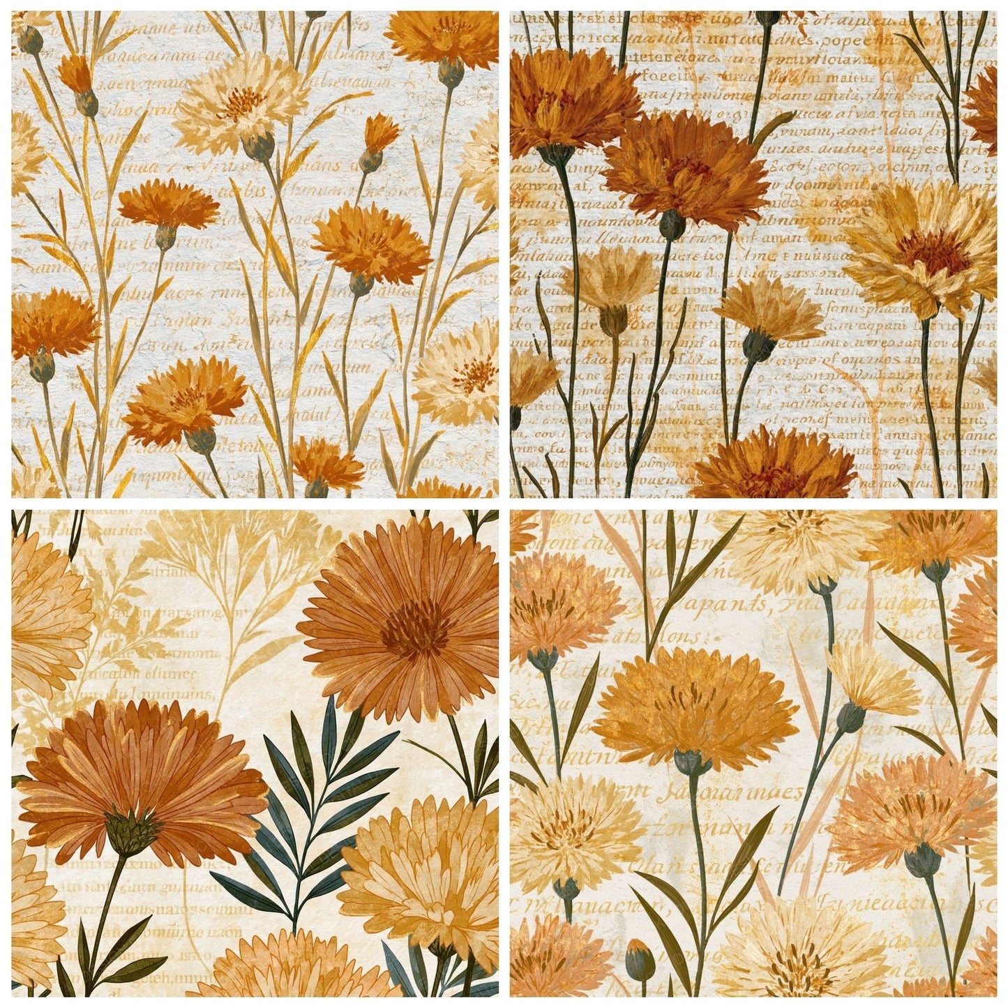 Egg Tempera Cornflowers Amber Bone Digital Paper Pack (DDD014909)