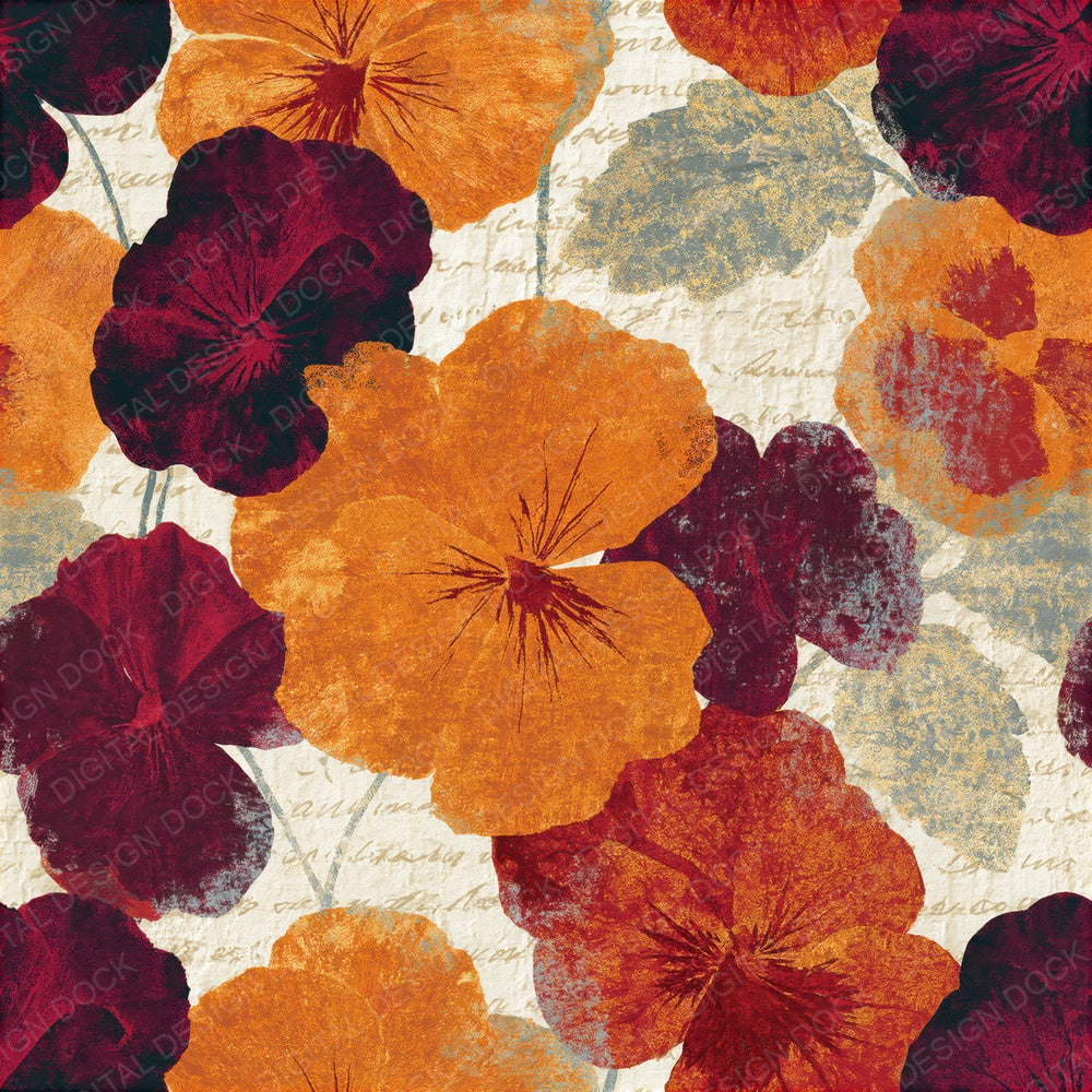 Fresco Pansies Pumpkin Wine Seamless Digital Paper Pack (DDD014910)