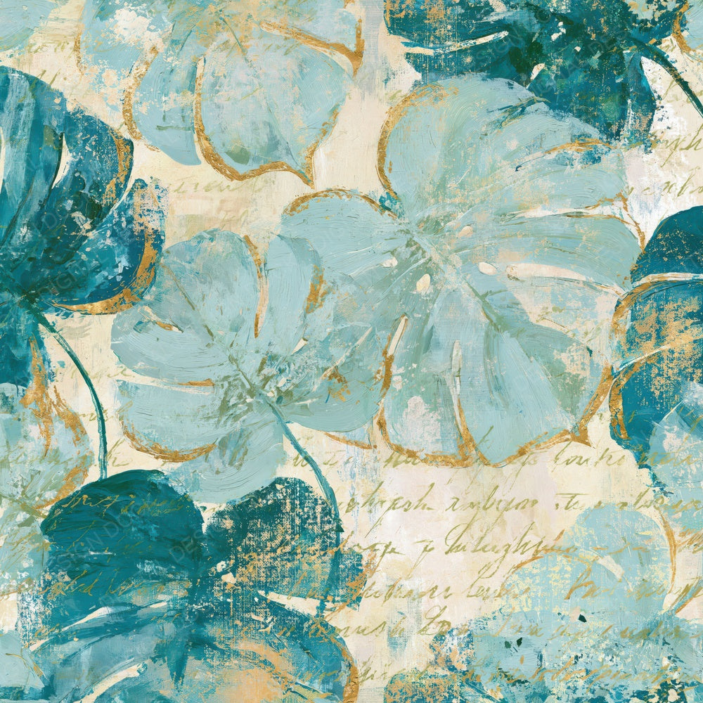 Impressionist Philodendron Seafoam Turquoise Digital Paper Pack (DDD014911)