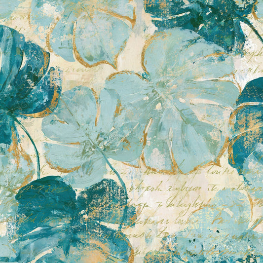 Impressionist Philodendron Seafoam Turquoise Digital Paper Pack (DDD014911)