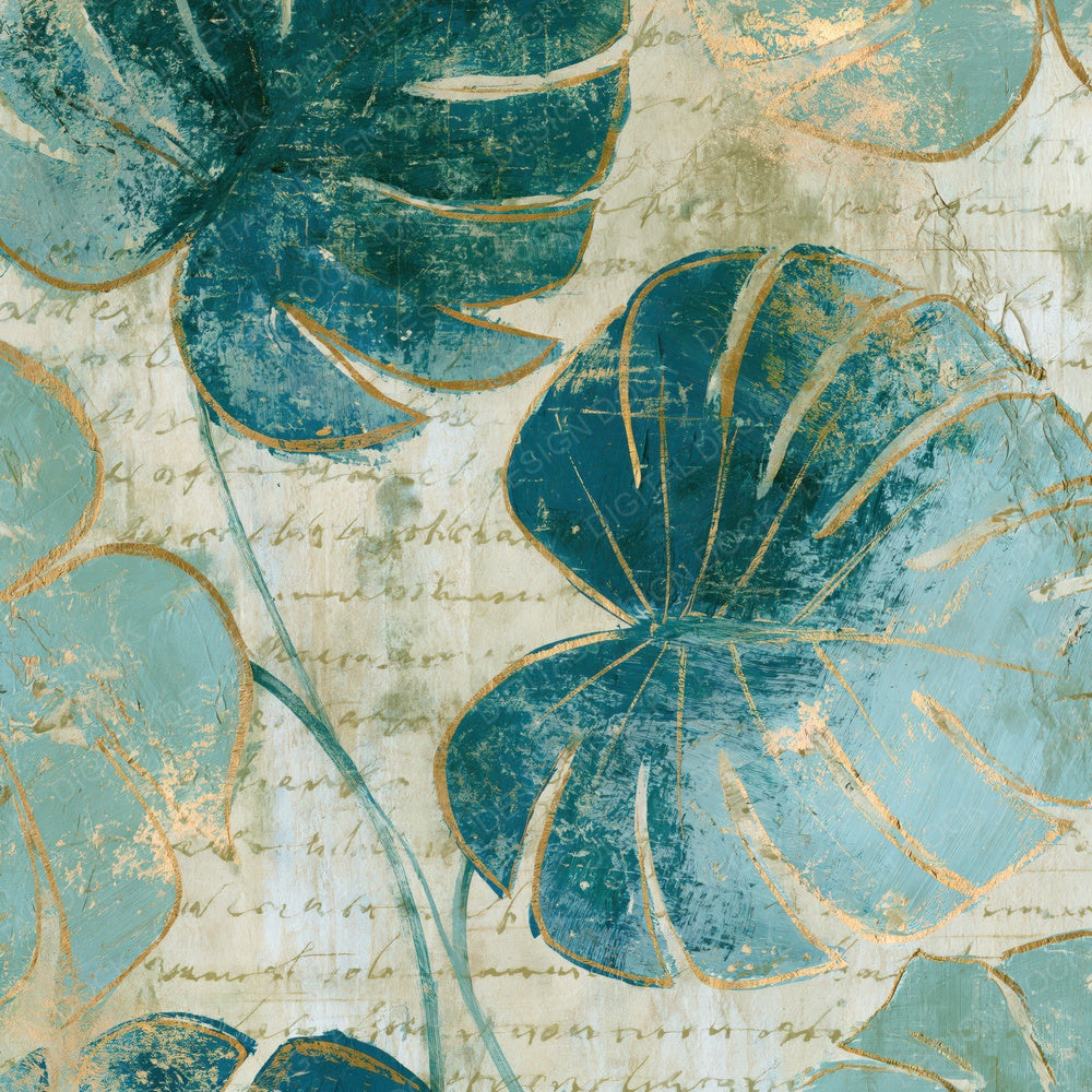 Impressionist Philodendron Seafoam Turquoise Digital Paper Pack (DDD014911)