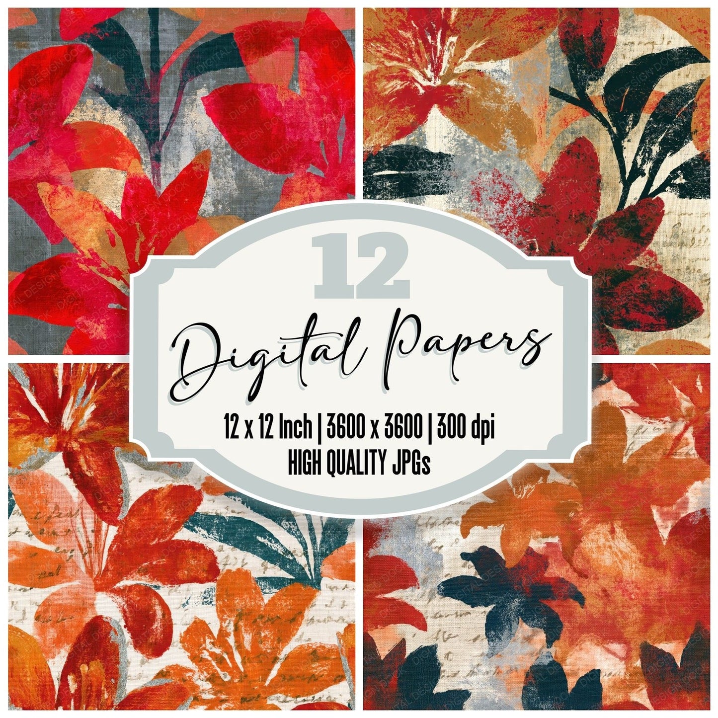 Infrared Lily Cinnamon Cardamom Seamless Digital Paper Pack (DDD014913)