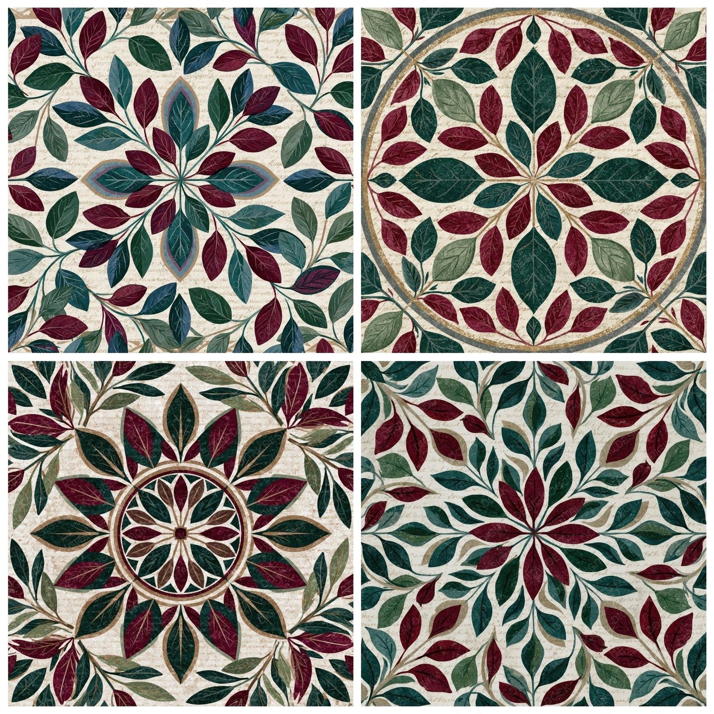 Mandala Sage Malachite Burgundy Digital Paper Pack (DDD014915)