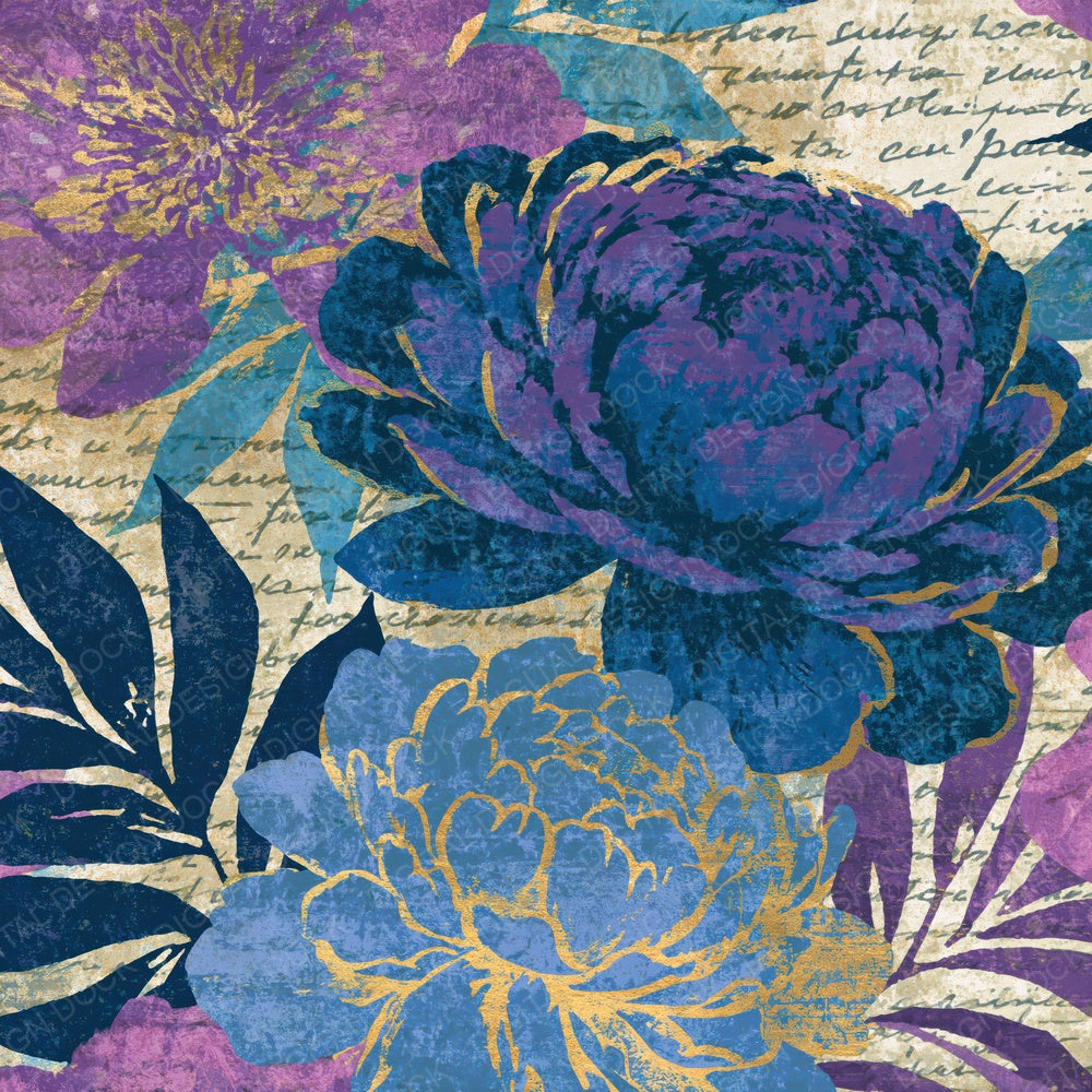 Screenprint Peonies Amethyst Indigo Digital Paper Pack (DDD014919)