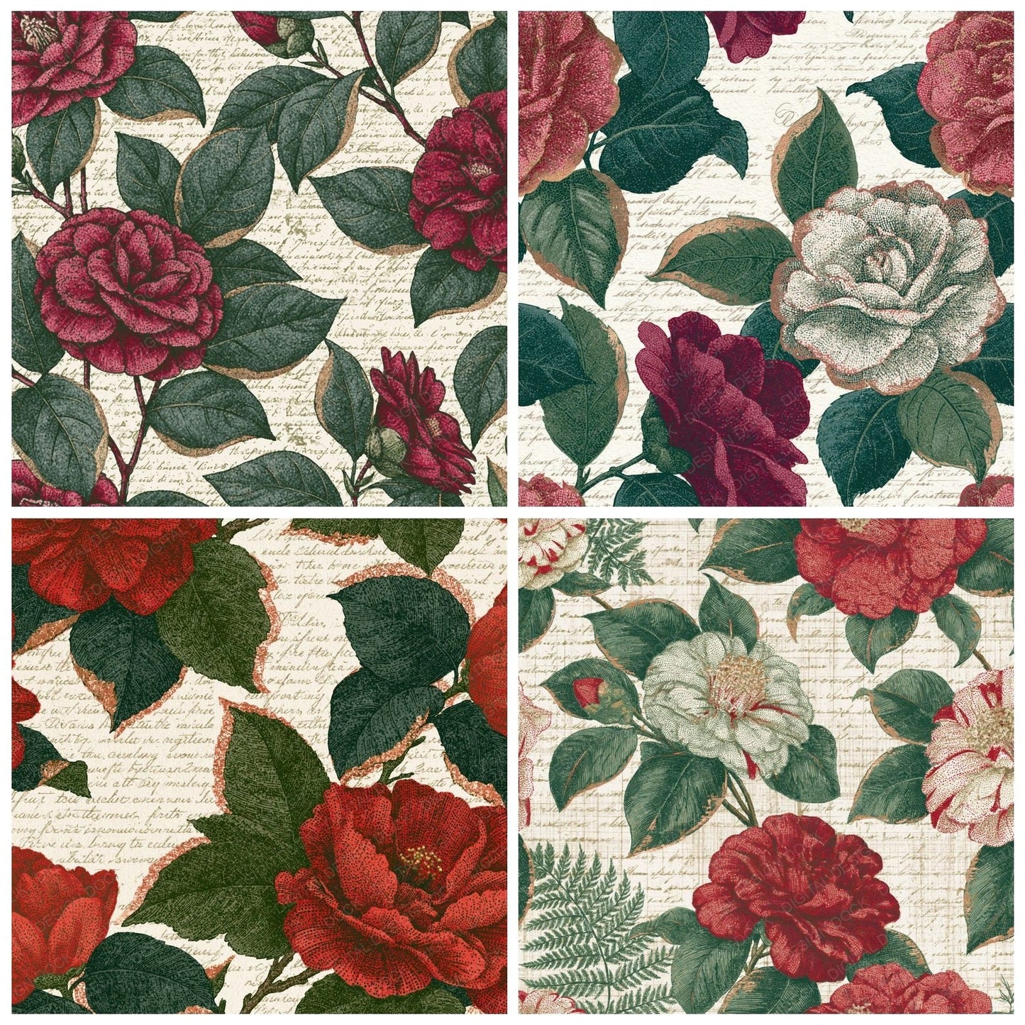 Stipple Camellia Pine Crimson Digital Paper Pack (DDD014921)
