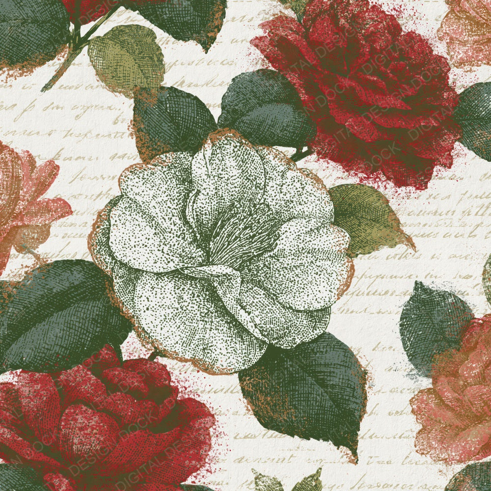 Stipple Camellia Pine Crimson Digital Paper Pack (DDD014921)