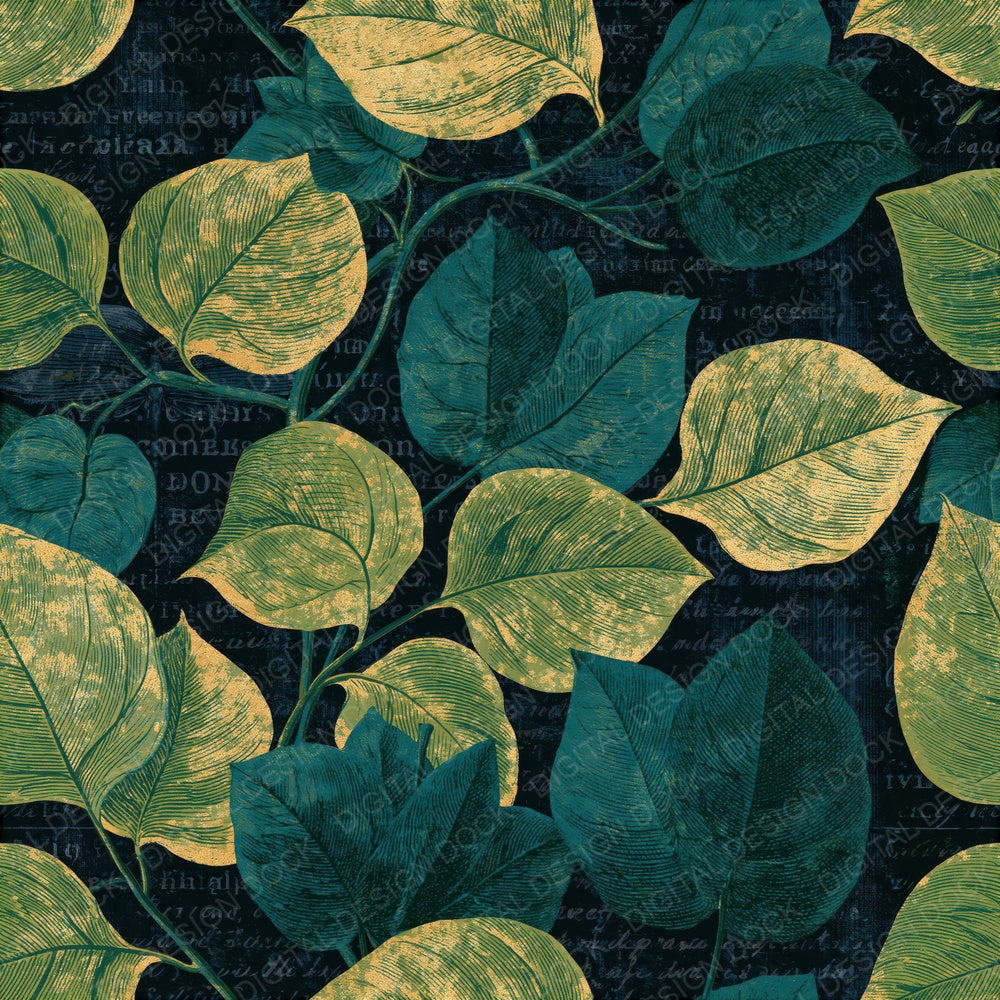 Antique Botanical Bougainvillea Emerald Seamless Digital Paper Pack (DDD014925)