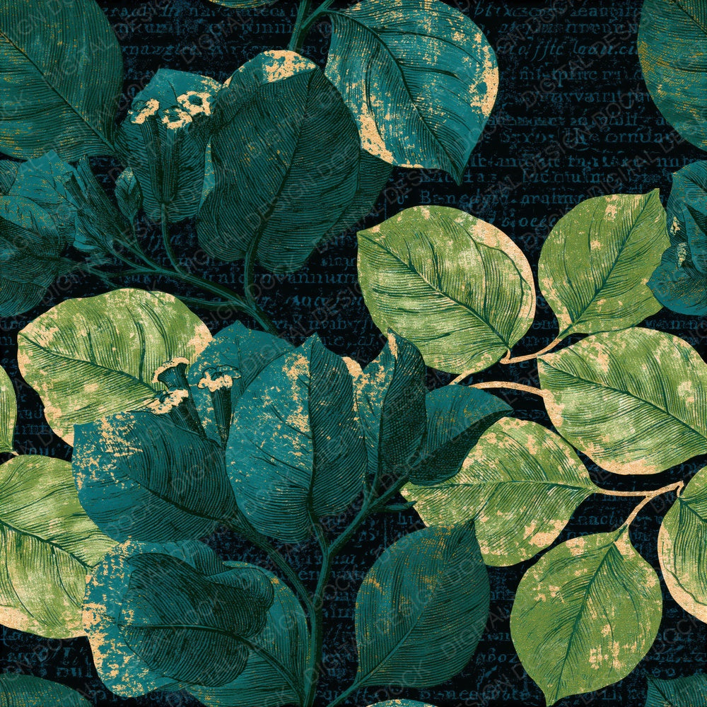 Antique Botanical Bougainvillea Emerald Seamless Digital Paper Pack (DDD014925)