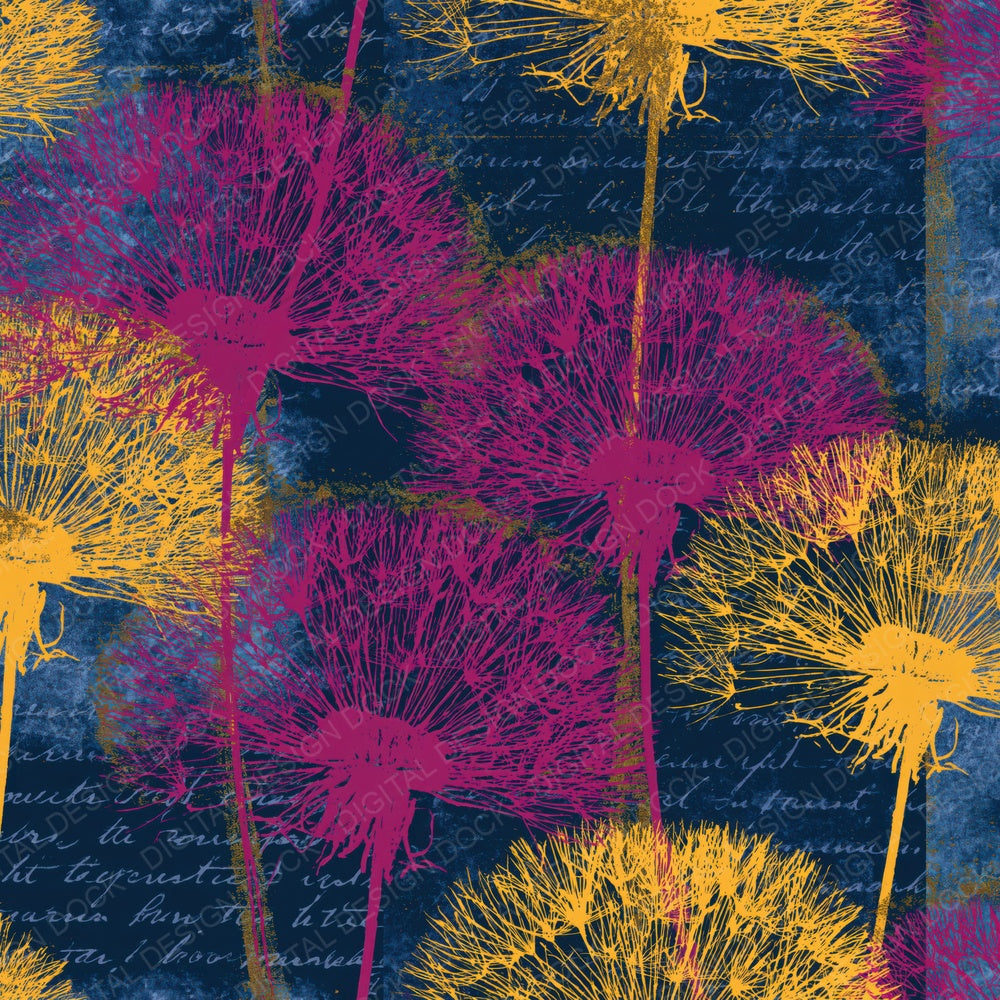Blueprint Dandelion Hot Pink Navy Digital Paper Pack (DDD014929)