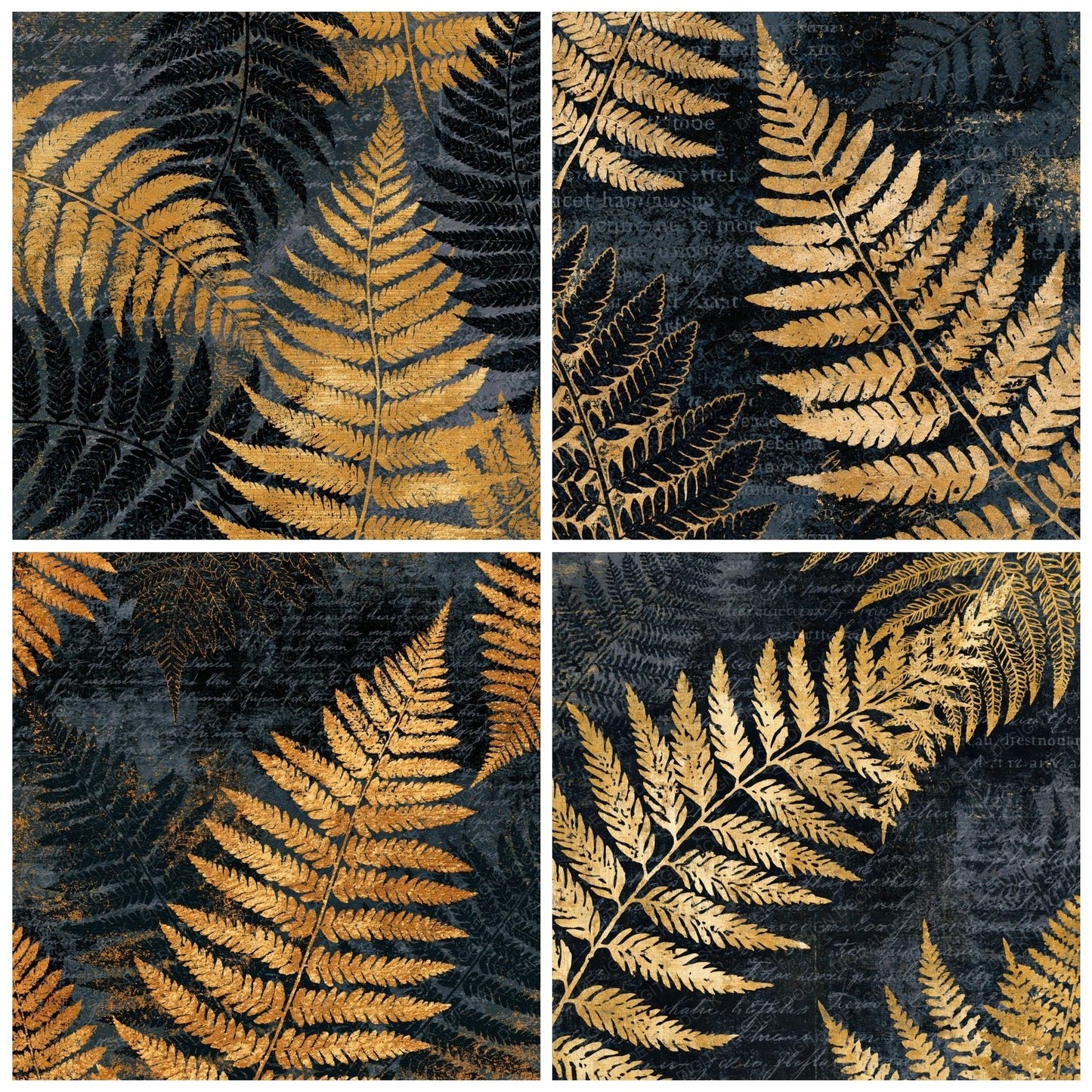 Bohemian Ferns Charcoal Gold Digital Paper Pack (DDD014930)