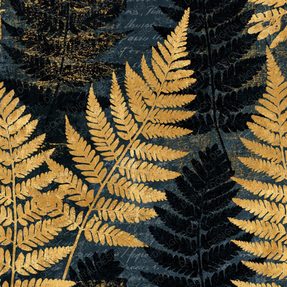 Bohemian Ferns Charcoal Gold Digital Paper Pack (DDD014930)