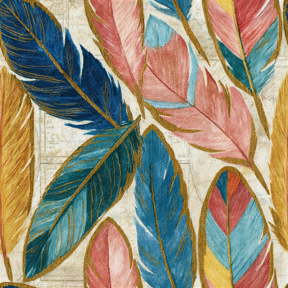 Coloured Pencil Quill Pens Ivory Seamless Digital Paper Pack (DDD014931)