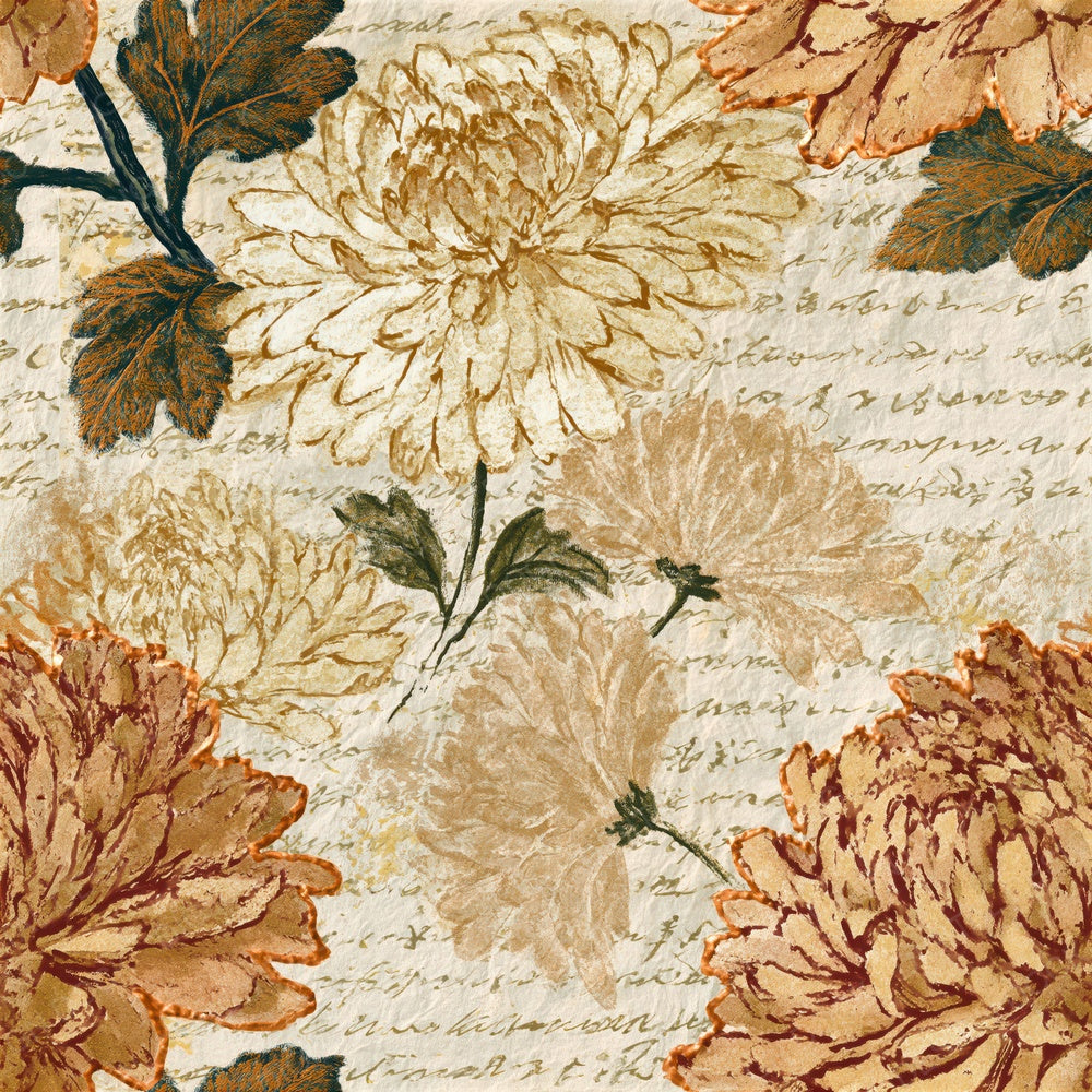 Egg Tempera Chrysanthemums Sepia Seamless Digital Paper Pack (DDD014933)