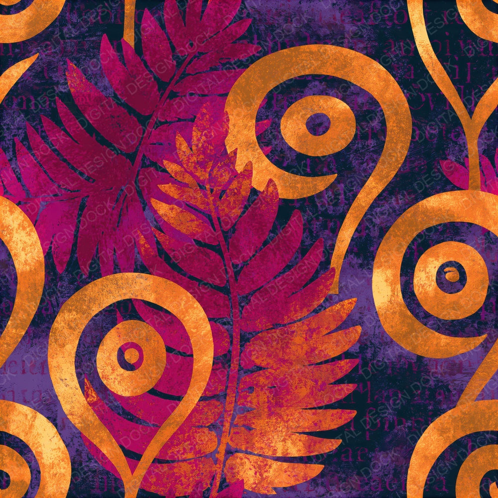 Fresco Fiddlehead Fern Magenta Seamless Digital Paper Pack (DDD014934)