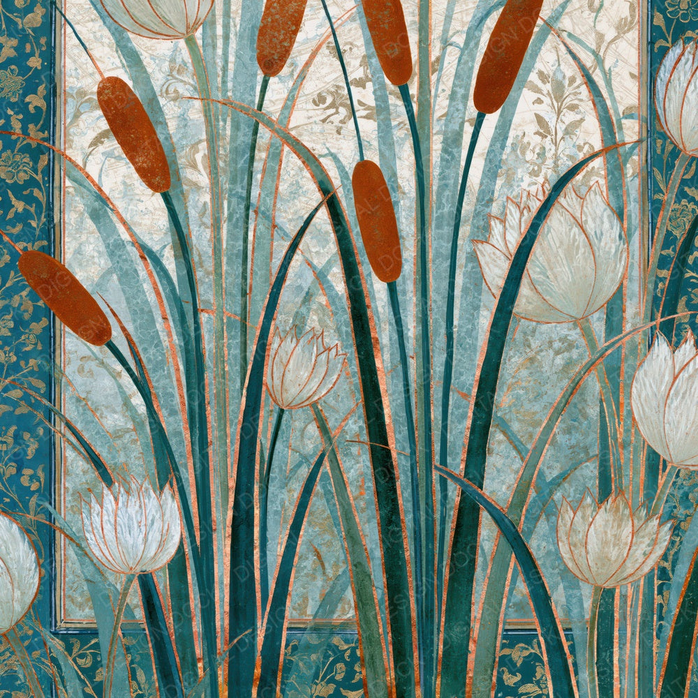 Mughal Bulrushes Seafoam White Digital Paper Pack (DDD014936)