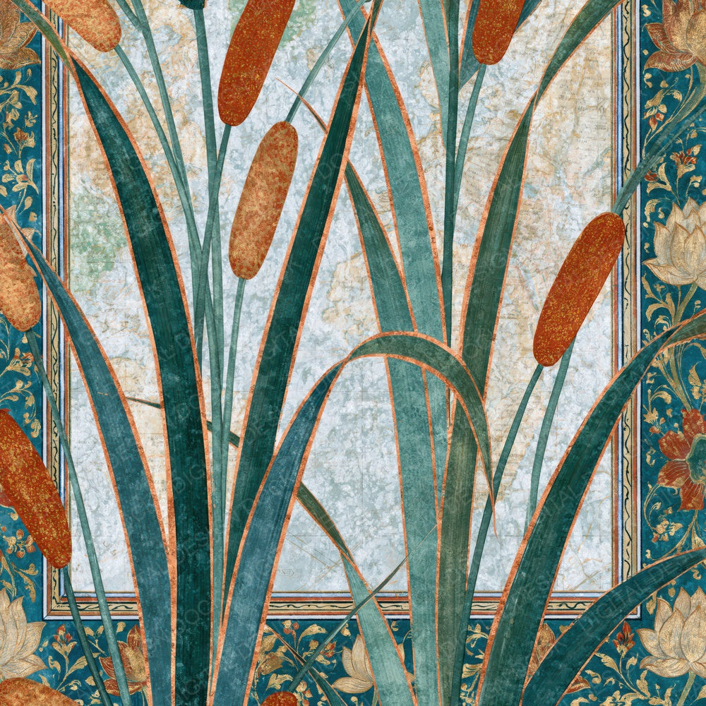 Mughal Bulrushes Seafoam White Digital Paper Pack (DDD014936)