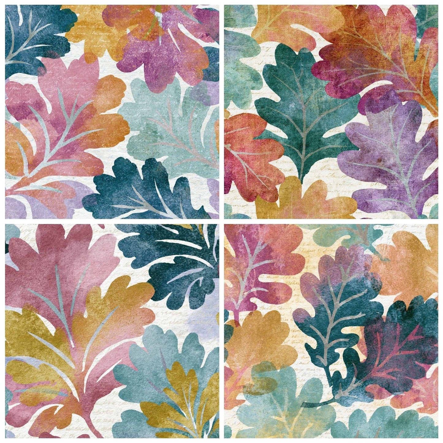 Watercolour Oak Leaves Lilac Mint Digital Paper Pack (DDD014943)