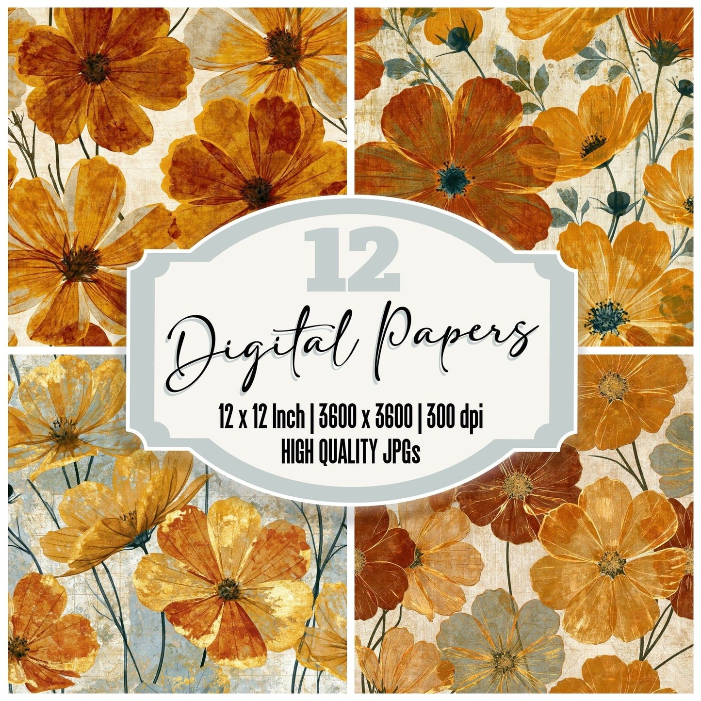 X-ray Cosmos Caramel Parchment Digital Paper Pack (DDD014944)