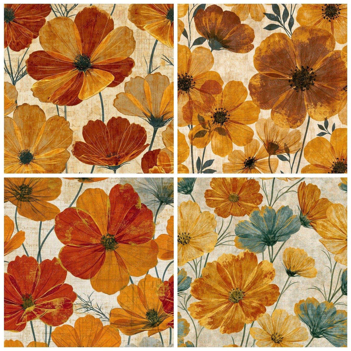 X-ray Cosmos Caramel Parchment Digital Paper Pack (DDD014944)