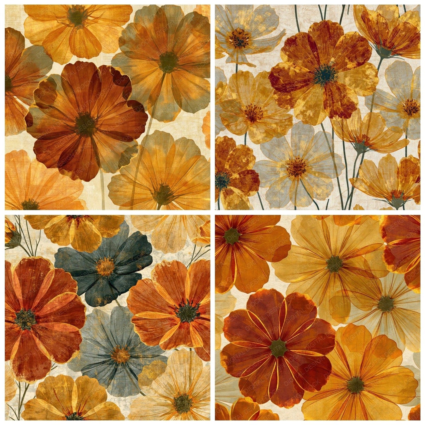 X-ray Cosmos Caramel Parchment Digital Paper Pack (DDD014944)