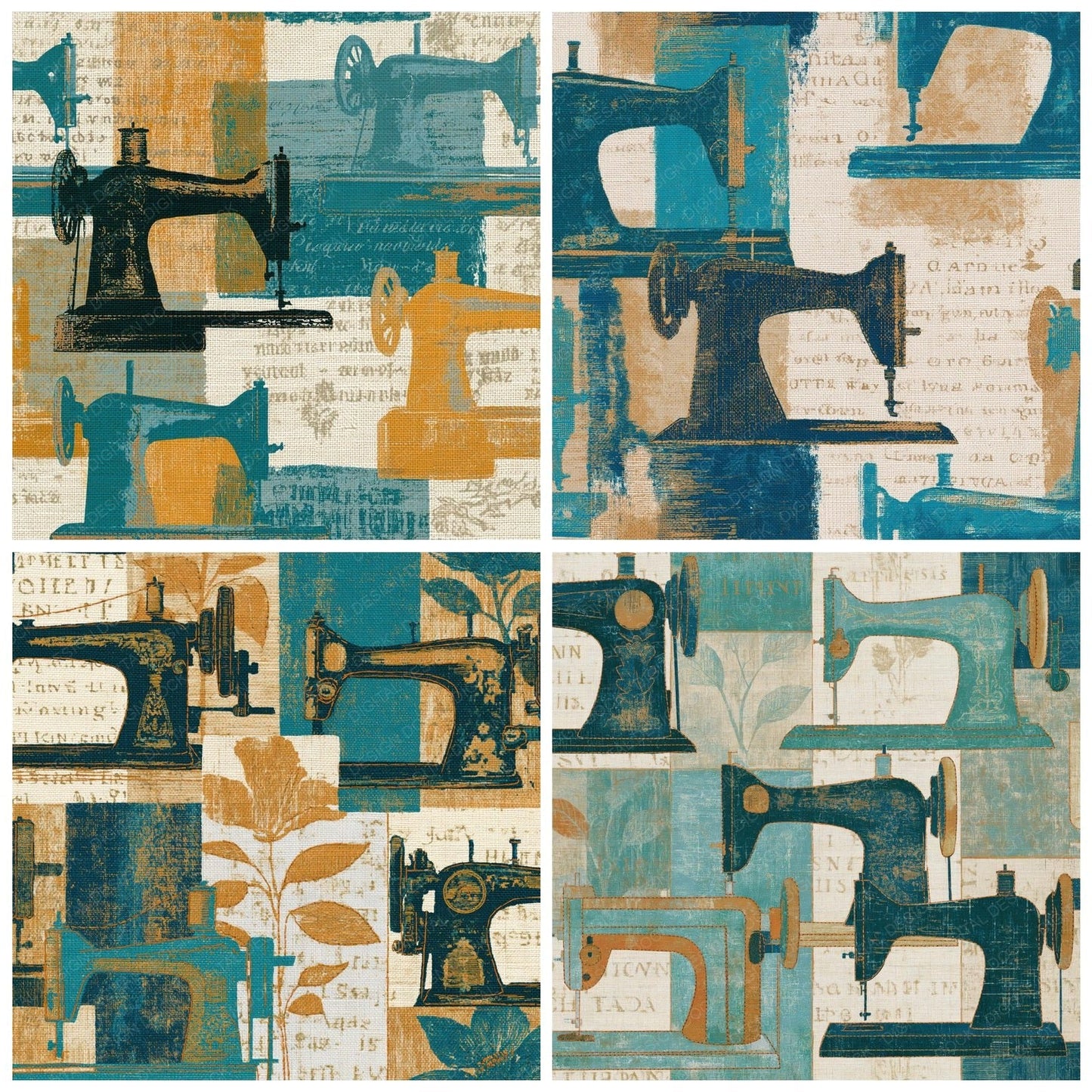 Embroidery Sewing Machines Turquoise Sandstone Digital Paper Pack (DDD014950)