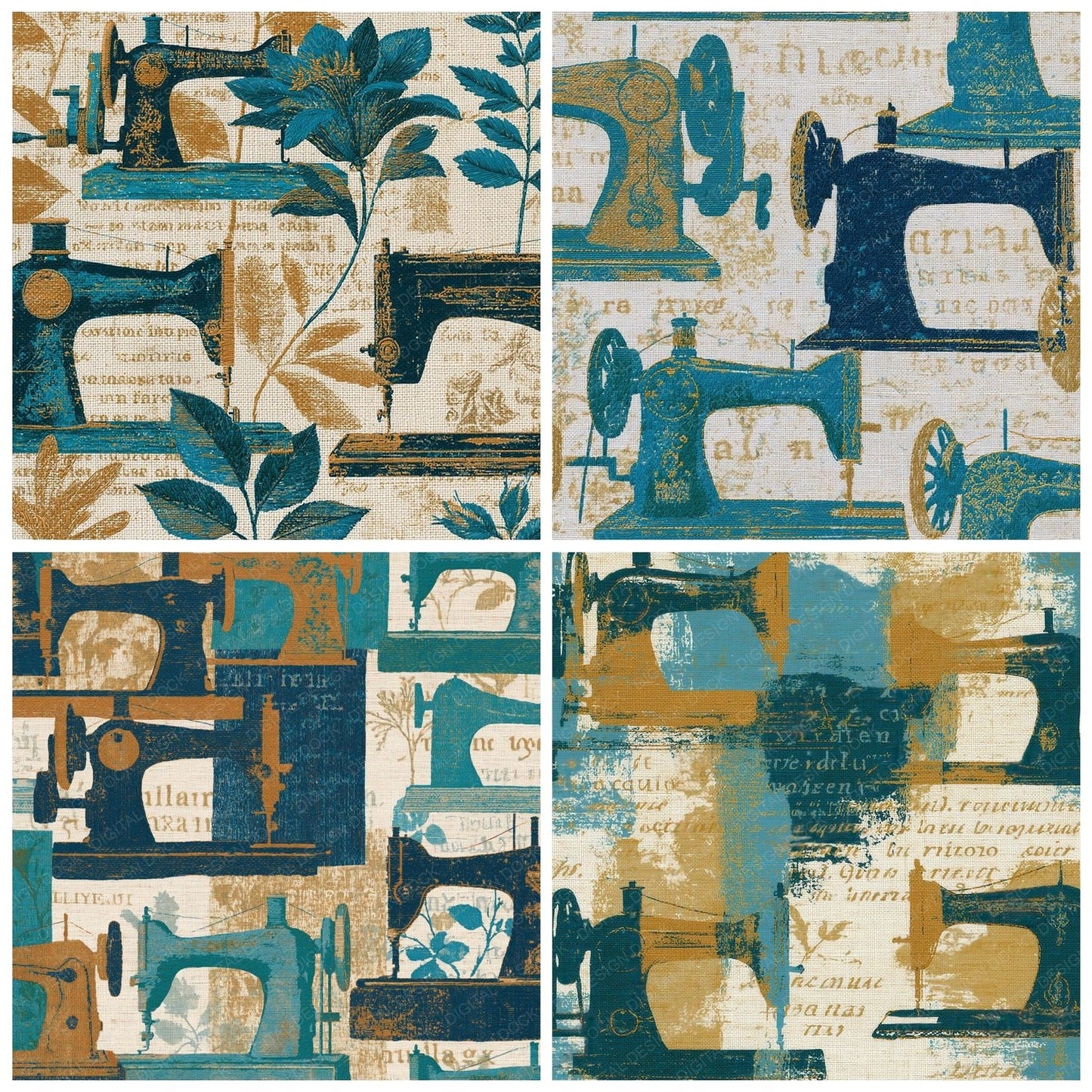 Embroidery Sewing Machines Turquoise Sandstone Digital Paper Pack (DDD014950)