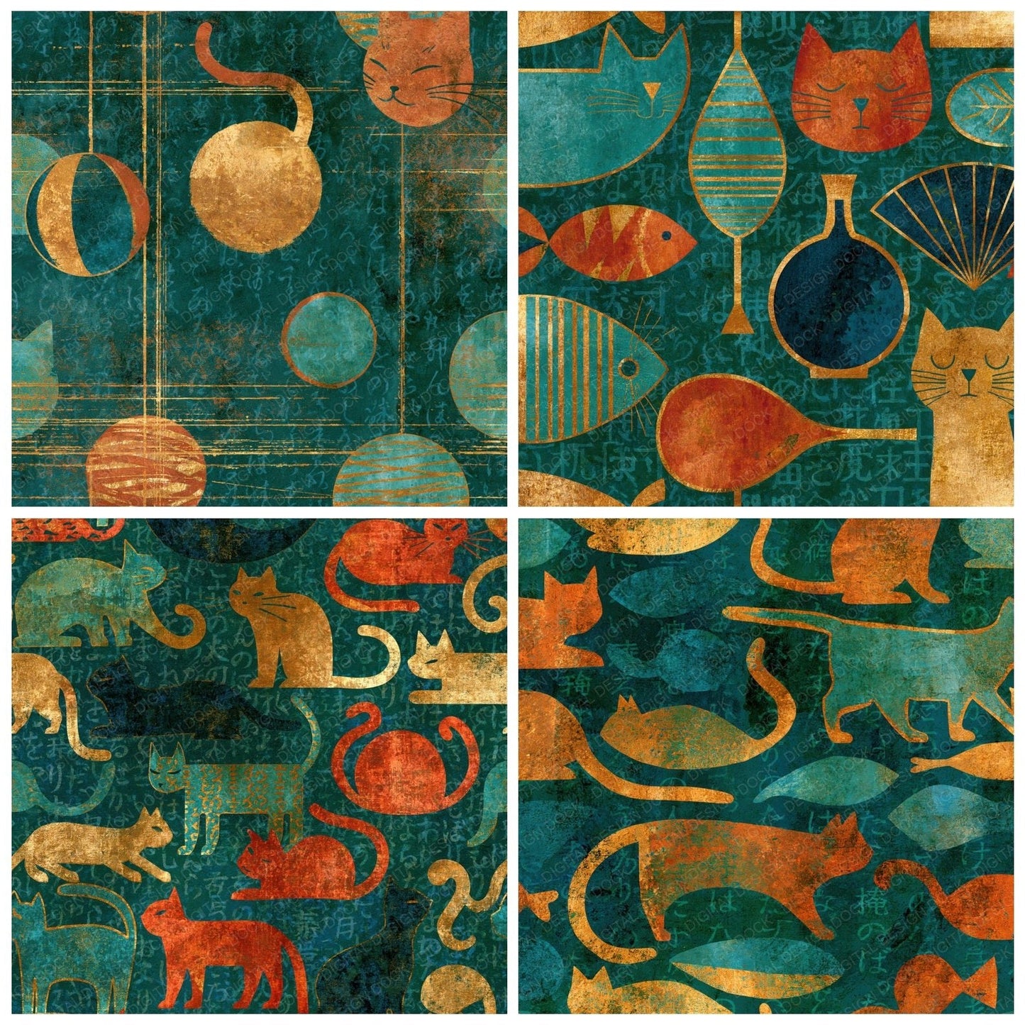 Fresco Cat Toys Jade Copper Digital Paper Pack (DDD014952)