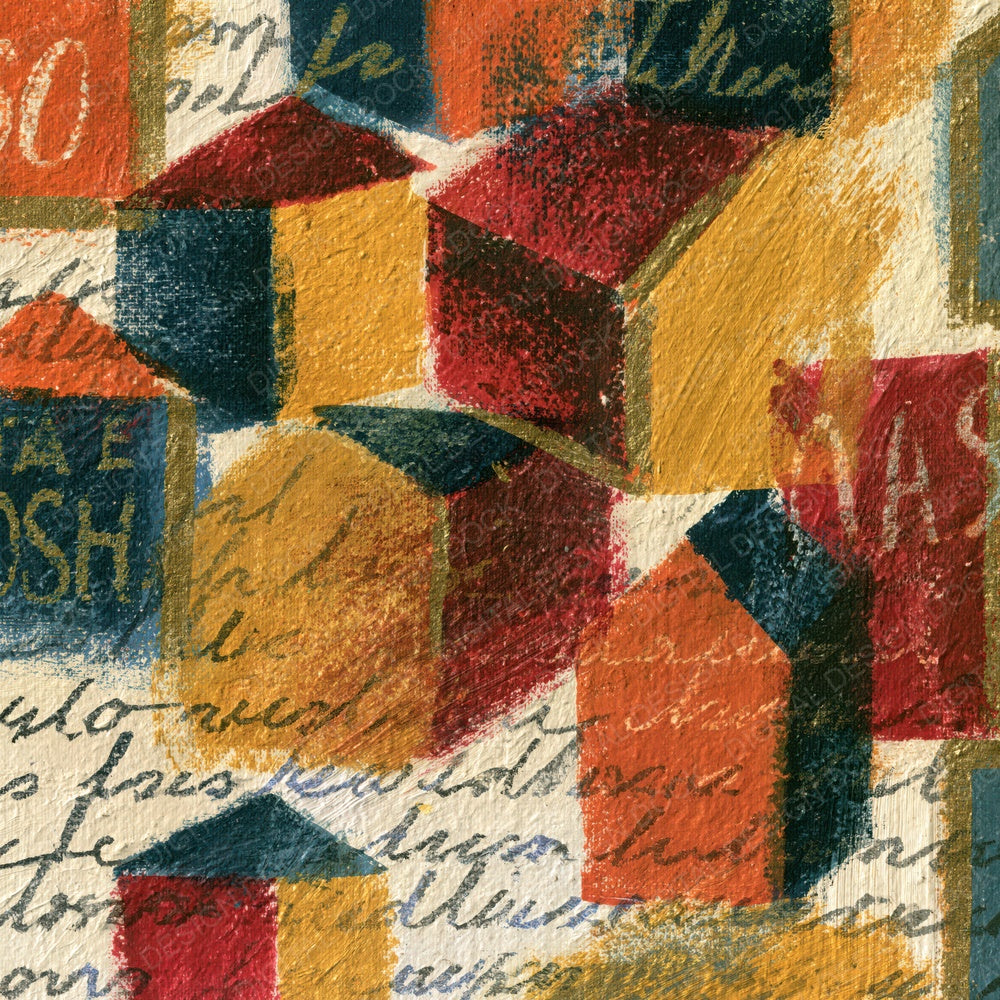 Oil Pastel Card Houses Rust Brass Digital Paper Pack (DDD014955)