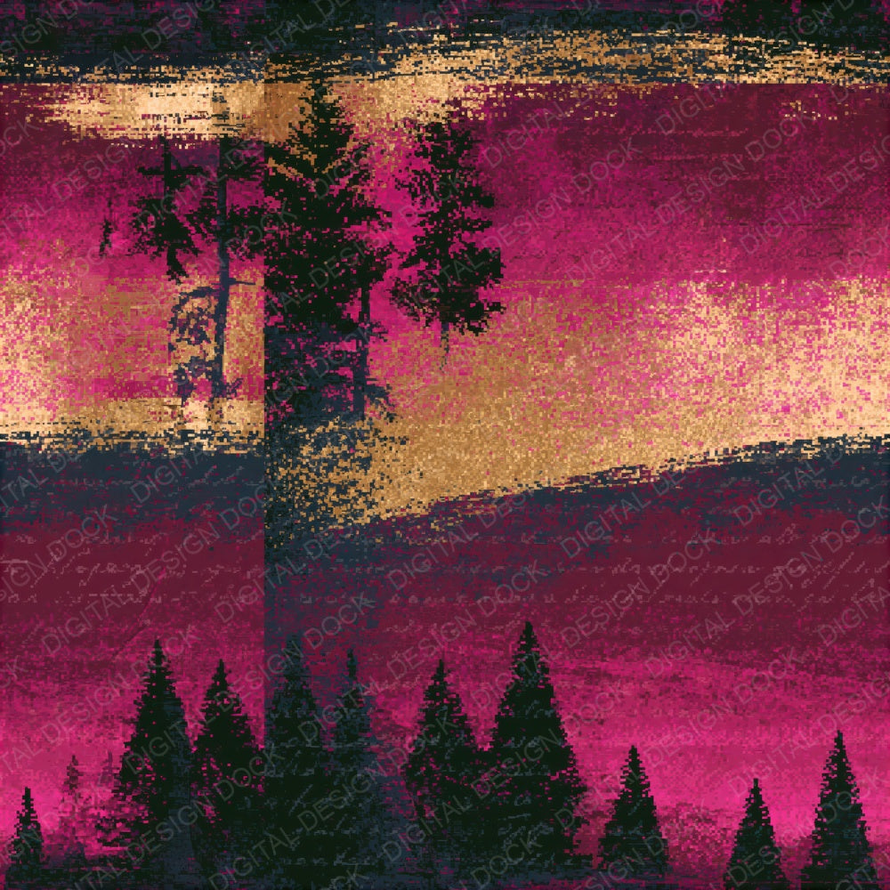 Pixel Magenta Horizons Cranberry Seamless Digital Paper Pack (DDD014957)