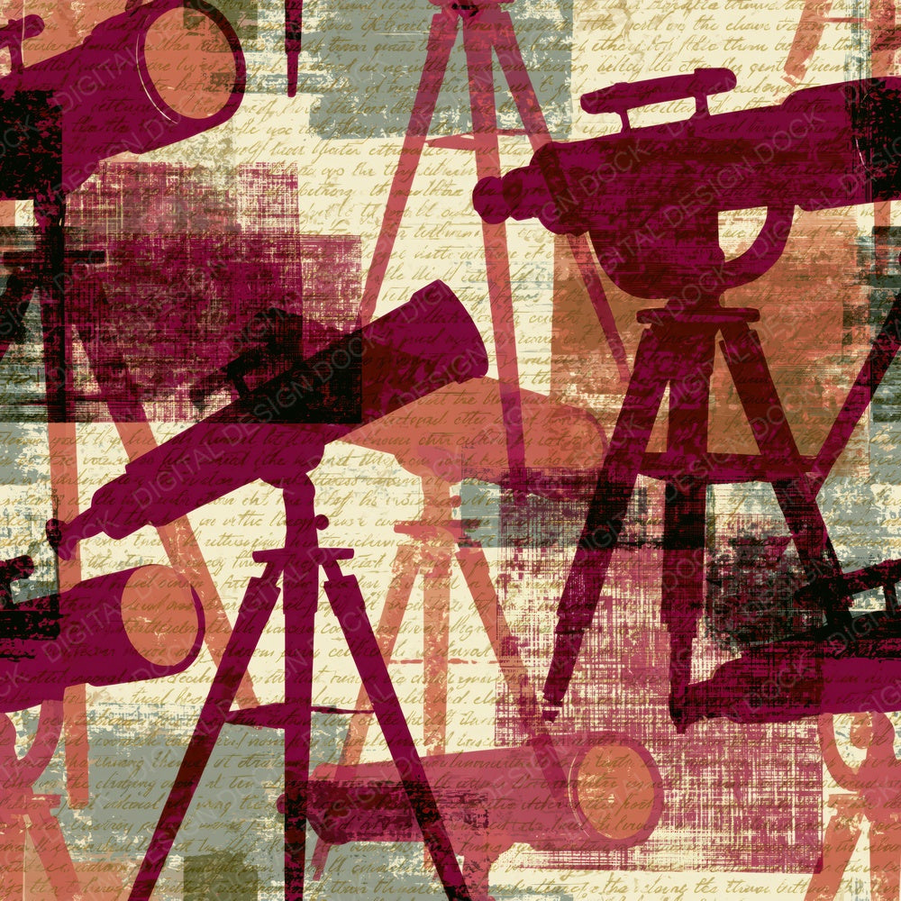 Pop Art Telescopes Wine Rose Digital Paper Pack (DDD014959)