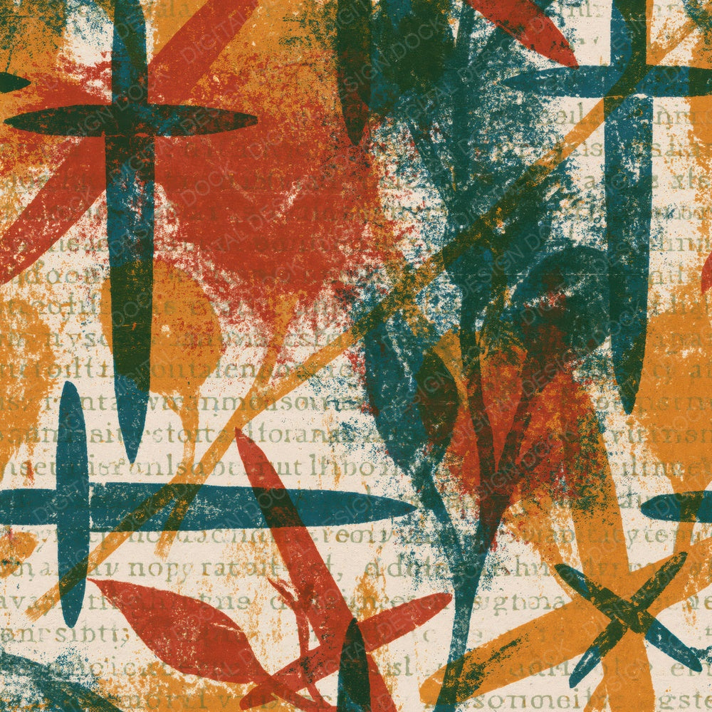 Risograph Swords Rust Ochre Forest Green Digital Paper Pack (DDD014960)