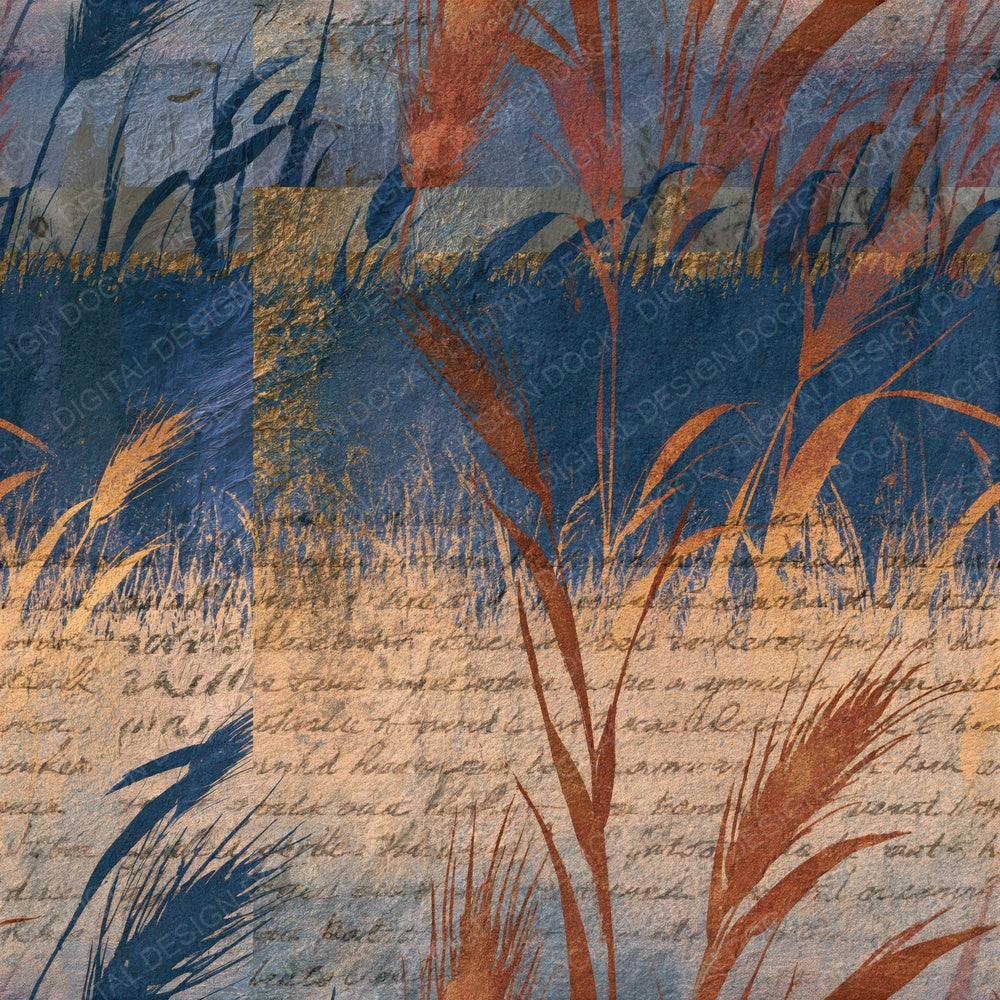 Surrealist Grasses Sienna Indigo Seamless Digital Paper Pack (DDD014962)
