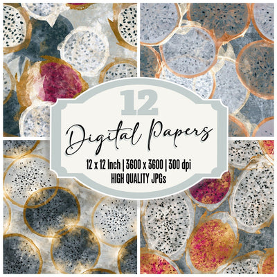 Xray Dragon Fruit Dove Grey Seamless Digital Paper Pack (DDD014964)