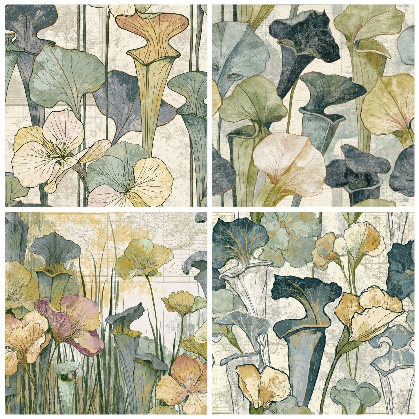Charcoal Pitcher Plants Sage Primrose Digital Paper Pack (DDD014968)