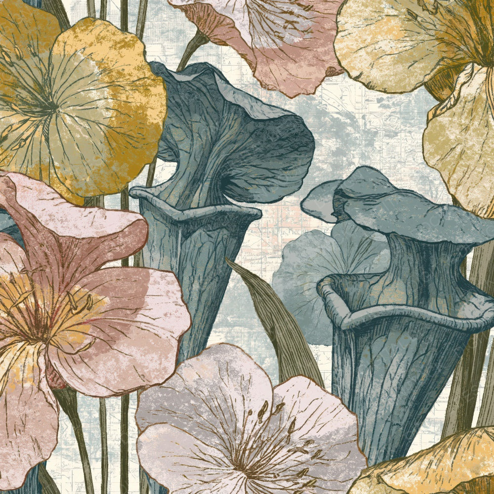 Charcoal Pitcher Plants Sage Primrose Digital Paper Pack (DDD014968)
