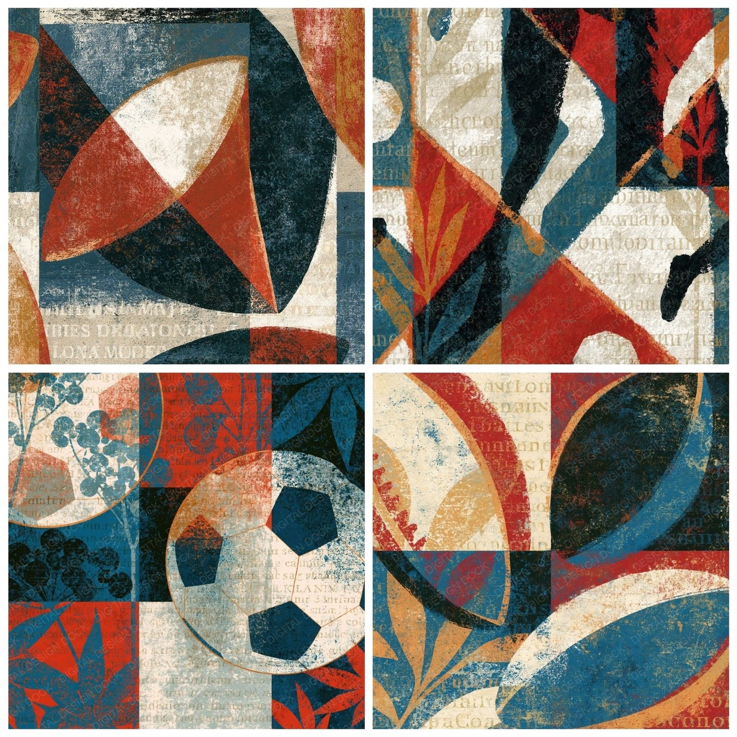 Constructivist Football Fjord Blue Digital Paper Pack (DDD014969)
