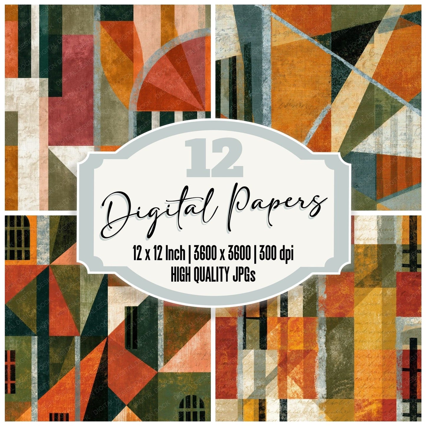 Cubist Jailhouse Clay Olive Digital Paper Pack (DDD014970)