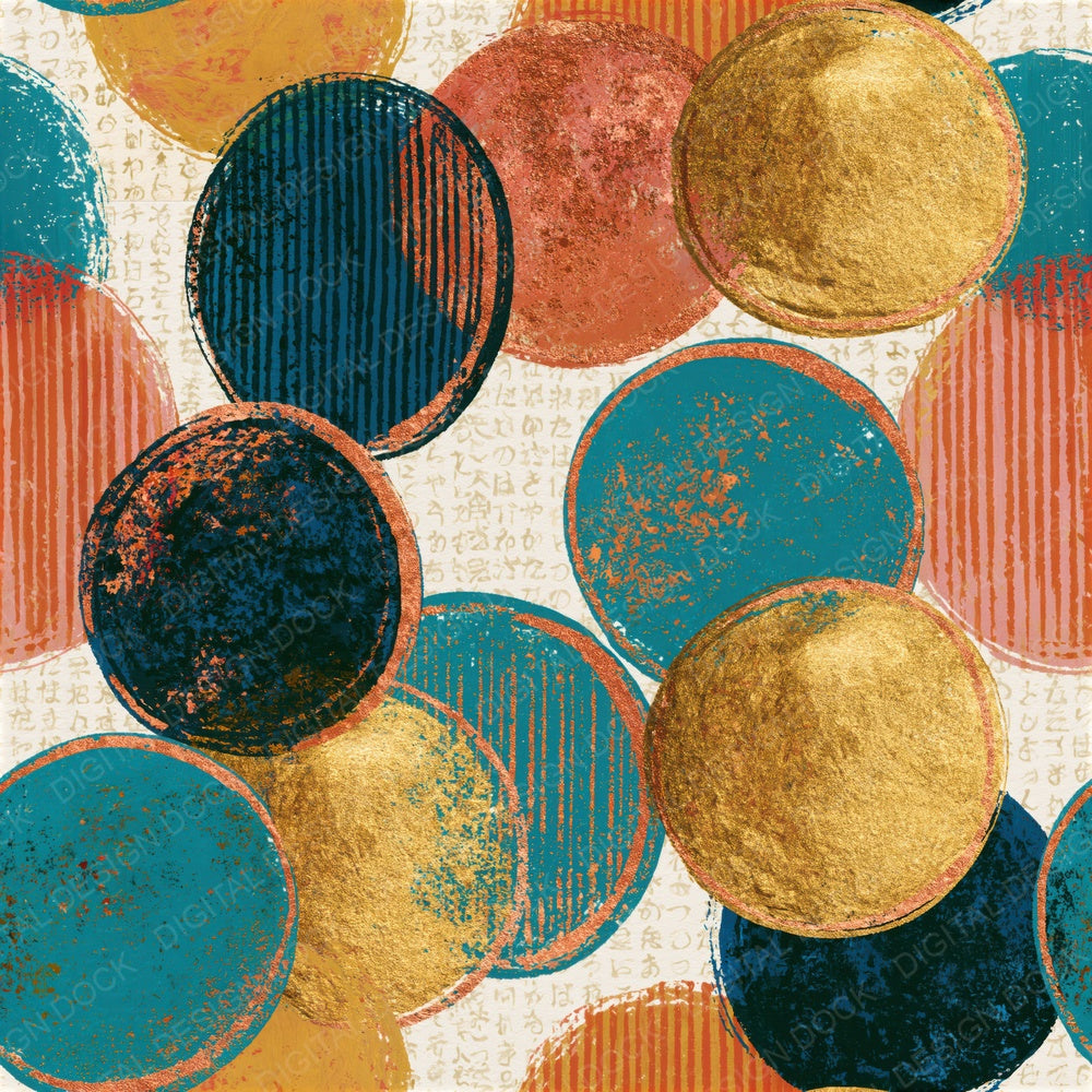 Egg Tempera Coins Turquoise Pink Seamless Digital Paper Pack (DDD014971)